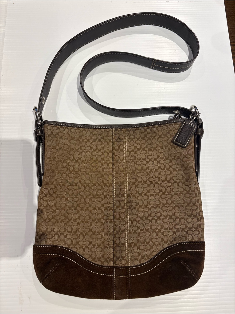 Coach Soho Signature C Hobo Bag with Suede Trim